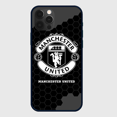 Чехол iPhone 12 Pro Max Manchester United sport на темном фоне / 3D-Черный – фото 1