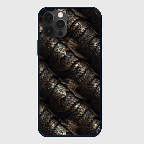 Чехол iPhone 12 Pro Max Классическая старая броня текстура / 3D-Черный – фото 1