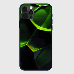 Чехол для iPhone 12 Pro Max Green neon abstract geometry, цвет: 3D-черный