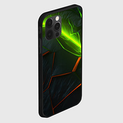 Чехол для iPhone 12 Pro Max Green neon abstract geometry, цвет: 3D-черный — фото 2