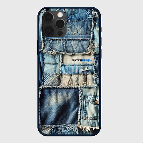 Чехол iPhone 12 Pro Max Patchwork denim - vogue / 3D-Черный – фото 1