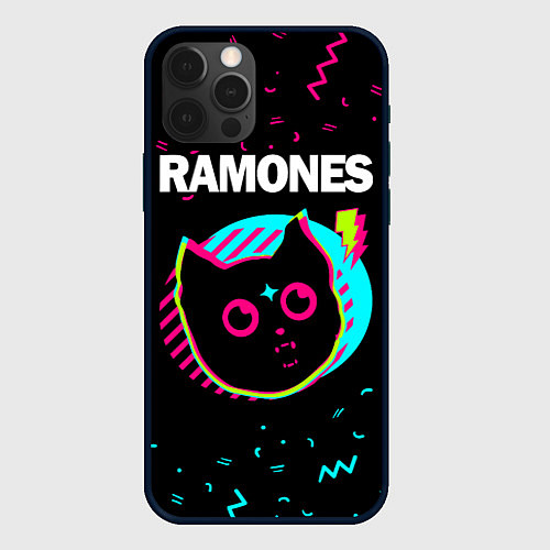 Чехол iPhone 12 Pro Max Ramones - rock star cat / 3D-Черный – фото 1
