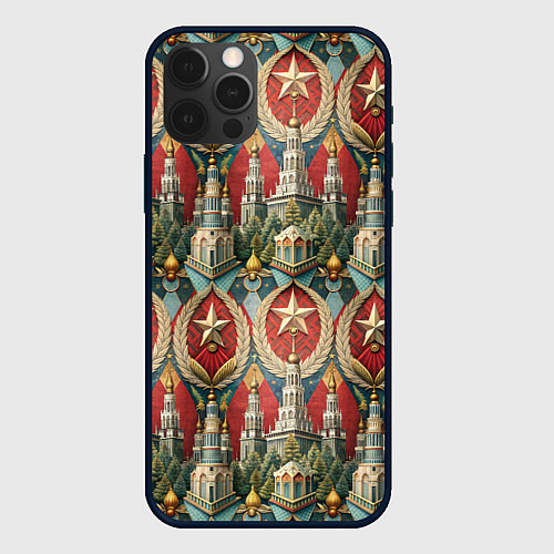 Чехол iPhone 12 Pro Max СССР ретро стиль / 3D-Черный – фото 1