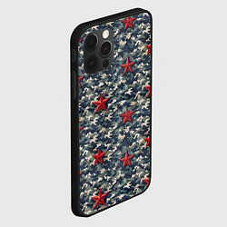 Чехол для iPhone 12 Pro Max Красные звезды на камуфляже, цвет: 3D-черный — фото 2