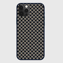 Чехол iPhone 12 Pro Max Цветочный чёрный в белый цветочек