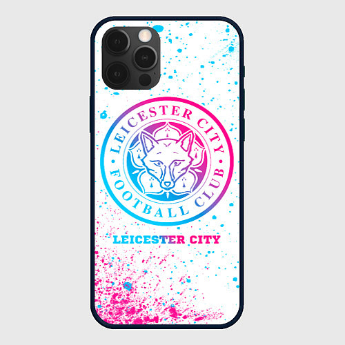 Чехол iPhone 12 Pro Max Leicester City neon gradient style / 3D-Черный – фото 1