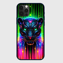 Чехол для iPhone 12 Pro Max Неоновая цифровая пантера, цвет: 3D-черный
