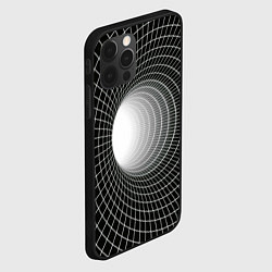Чехол для iPhone 12 Pro Max Червоточина - белая сетка на черном, цвет: 3D-черный — фото 2