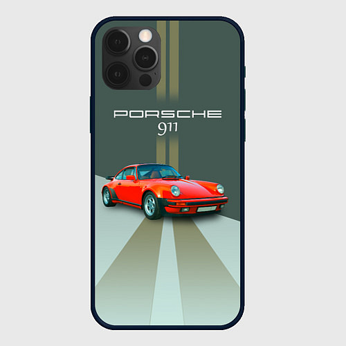 Чехол iPhone 12 Pro Max Porsche спортивный немецкий автомобиль / 3D-Черный – фото 1