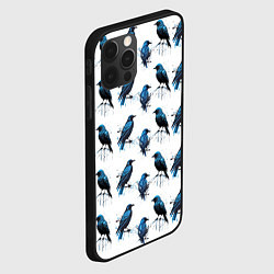 Чехол для iPhone 12 Pro Max Чёрно-синие вороны и капли краски, цвет: 3D-черный — фото 2