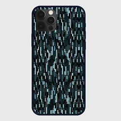 Чехол iPhone 12 Pro Max Тёмный бирюзовый паттерн полосочки