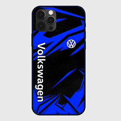 Чехол для iPhone 12 Pro Max Volkswagen - blue stripes, цвет: 3D-черный