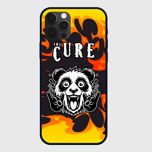 Чехол iPhone 12 Pro Max The Cure рок панда и огонь / 3D-Черный – фото 1