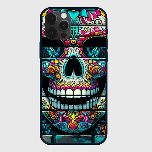 Чехол iPhone 12 Pro Max Cool skull - graffiti ai art / 3D-Черный – фото 1