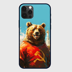 Чехол для iPhone 12 Pro Max Медведь с гербом СССР, цвет: 3D-черный