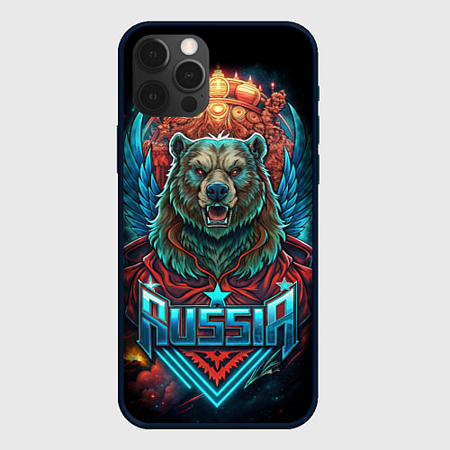 Чехол iPhone 12 Pro Max Суровый русский медведь / 3D-Черный – фото 1