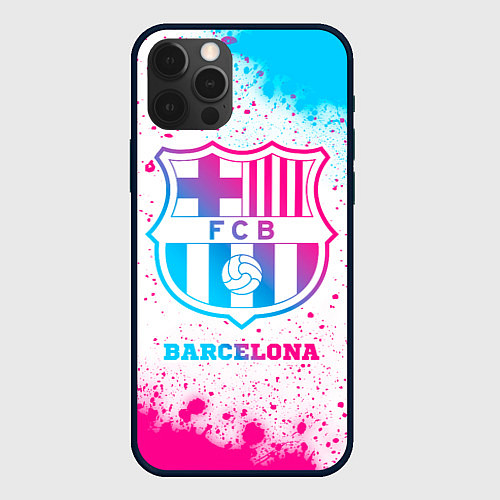 Чехол iPhone 12 Pro Max Barcelona neon gradient style / 3D-Черный – фото 1