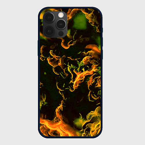 Чехол iPhone 12 Pro Max Жёлтое огненное пламя инферно - inferno yellow / 3D-Черный – фото 1