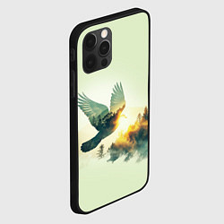Чехол для iPhone 12 Pro Max Голубь и лес: эффект двойной экспозиции, цвет: 3D-черный — фото 2