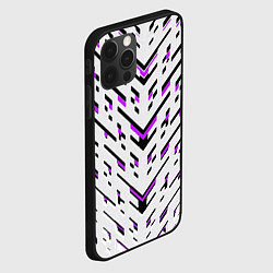 Чехол для iPhone 12 Pro Max Black and purple stripes on a white background, цвет: 3D-черный — фото 2