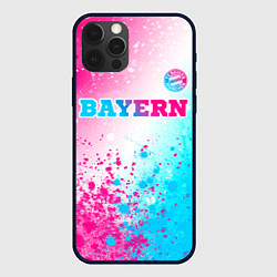 Чехол для iPhone 12 Pro Max Bayern neon gradient style посередине, цвет: 3D-черный