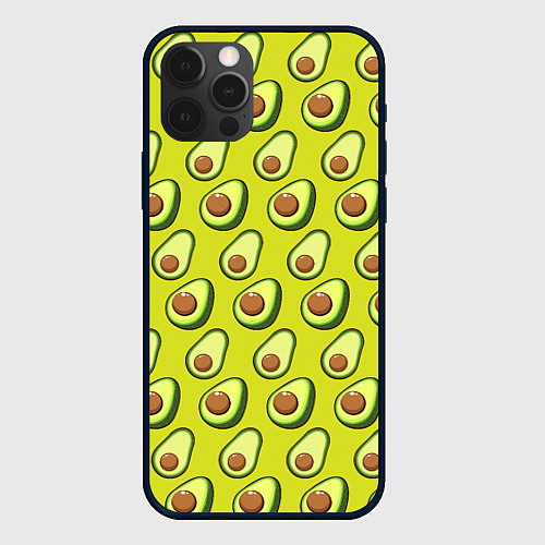 Чехол iPhone 12 Pro Max Паттерн с половинкой авокадо / 3D-Черный – фото 1