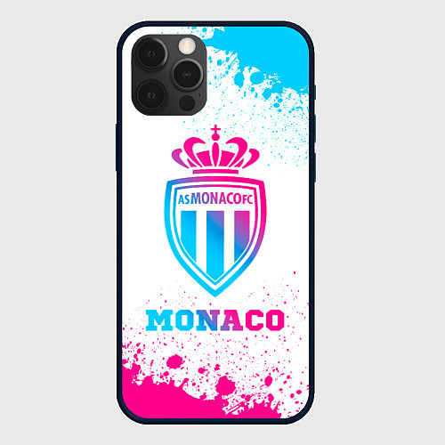 Чехол iPhone 12 Pro Max Monaco neon gradient style / 3D-Черный – фото 1