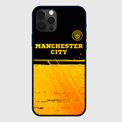 Чехол iPhone 12 Pro Max Manchester City - gold gradient посередине
