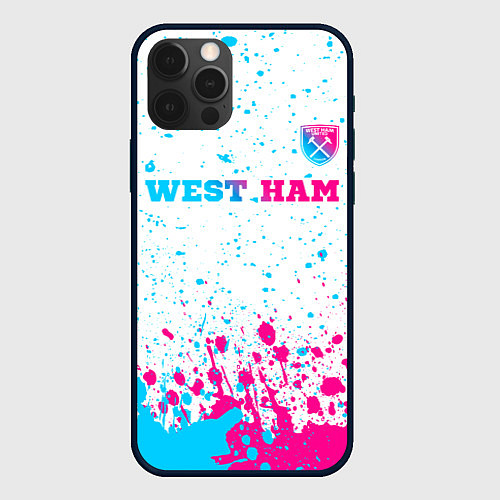 Чехол iPhone 12 Pro Max West Ham neon gradient style посередине / 3D-Черный – фото 1