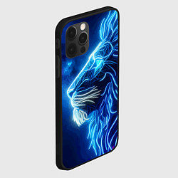 Чехол для iPhone 12 Pro Max Профиль космического неонового льва - нейросеть, цвет: 3D-черный — фото 2