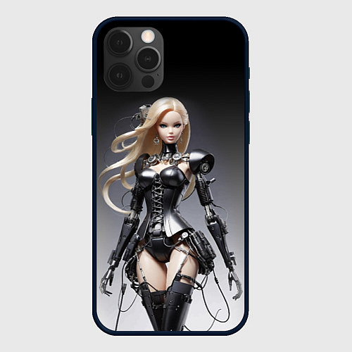 Чехол iPhone 12 Pro Max Cyber Barbie - fantasy cyberpunk ai art / 3D-Черный – фото 1