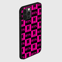 Чехол для iPhone 12 Pro Max BTS pattern pink logo, цвет: 3D-черный — фото 2