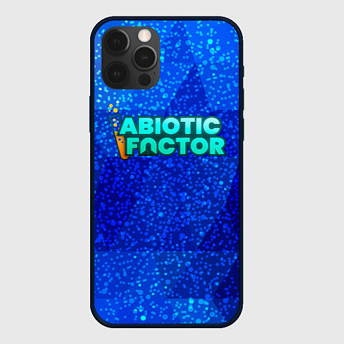 Чехол iPhone 12 Pro Max Abiotic Factor logo blue neon / 3D-Черный – фото 1