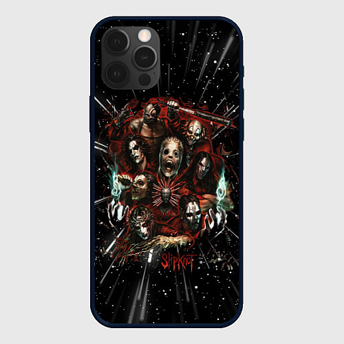 Чехол iPhone 12 Pro Max Slipknot rock band / 3D-Черный – фото 1