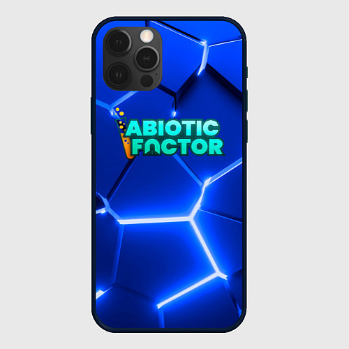 Чехол iPhone 12 Pro Max Abiotic Factor логотип на синем неоновом фоне / 3D-Черный – фото 1