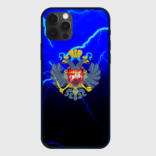 Чехол iPhone 12 Pro Max Герб РФ шторм империя / 3D-Черный – фото 1