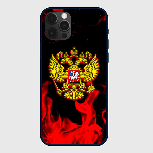 Чехол iPhone 12 Pro Max Герб России возрождение империи / 3D-Черный – фото 1