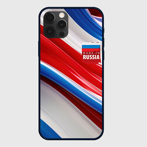 Чехол iPhone 12 Pro Max Герб России на абстрактном фоне / 3D-Черный – фото 1