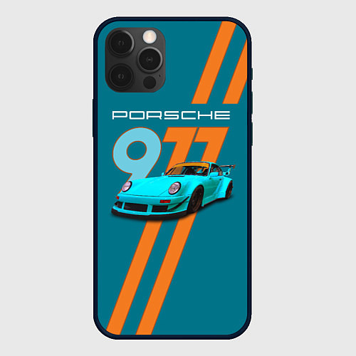 Чехол iPhone 12 Pro Max Porsche немецкий спорткар / 3D-Черный – фото 1