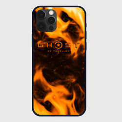 Чехол для iPhone 12 Pro Max Ghost of Tsushima шторм оранж, цвет: 3D-черный
