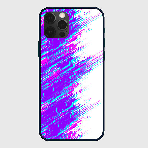 Чехол iPhone 12 Pro Max Neon glitch / 3D-Черный – фото 1