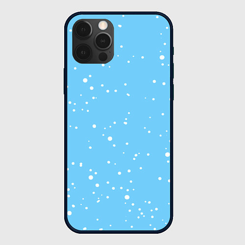 Чехол iPhone 12 Pro Max Снежинки на нежно голубом / 3D-Черный – фото 1