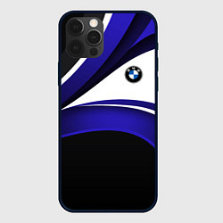 Чехол iPhone 12 Pro Max BMW Logotype - blue waves