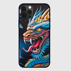 Чехол для iPhone 12 Pro Max Фантастический космический дракон - нейросеть, цвет: 3D-черный