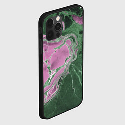 Чехол для iPhone 12 Pro Max Мрамор темно-зеленый с розовым, цвет: 3D-черный — фото 2