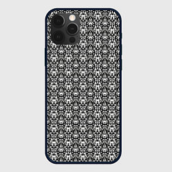 Чехол для iPhone 12 Pro Max Чёрно-белый узорный, цвет: 3D-черный