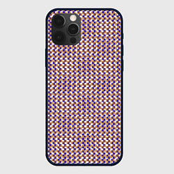 Чехол для iPhone 12 Pro Max Сине-бежевый текстурированный квадраты-рябь, цвет: 3D-черный
