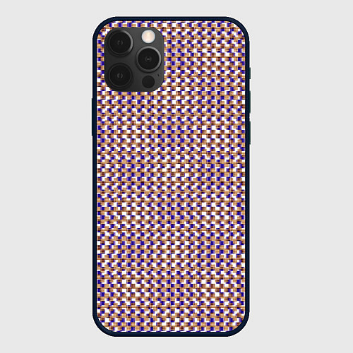 Чехол iPhone 12 Pro Max Сине-бежевый текстурированный квадраты-рябь / 3D-Черный – фото 1