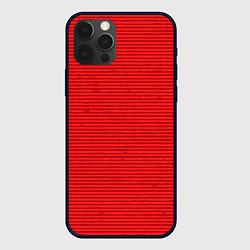 Чехол для iPhone 12 Pro Max Алый полосатый, цвет: 3D-черный