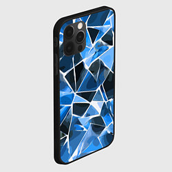 Чехол для iPhone 12 Pro Max Чёрно-синяя абстракция и белые полосы, цвет: 3D-черный — фото 2